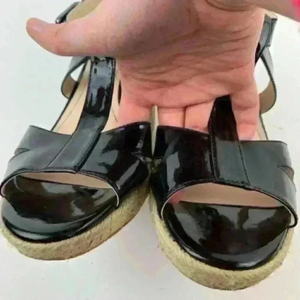 Calvin Klein 10 Emmah Patent Leather Espadrilles